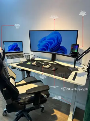 Adjustable Computer Desk + Executive Gaming Chair