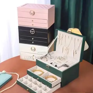 3 Layer Multifunctional Leather Jewelry Box