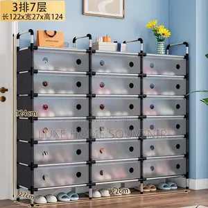 7 Layer Three Compartment Shoe Rack With Cover