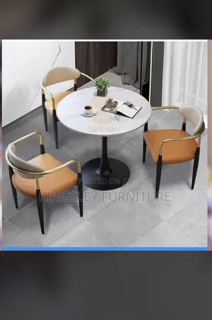 Modern Luxury Round Dining Set – 3 Chairs + Marble-Top Table