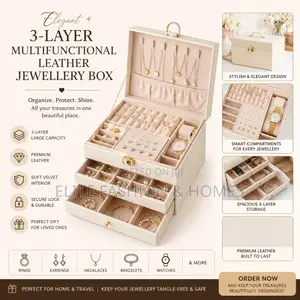 3layer Multifunctional Leather Jewellery Box