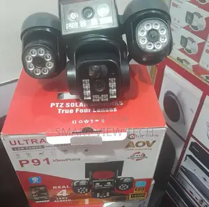 Four Lens, Four Views CCTV Solar Powered Camera, 16000mah Battery