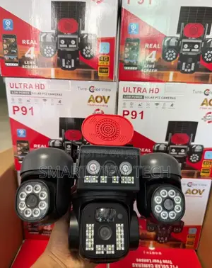 Four Lens, Four Views CCTV Solar Powered Camera, 16000mah Battery