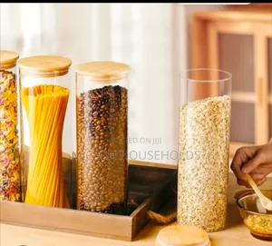Generic Glass Spaghetti Cereal Storage Jars -With Bamboo Cover