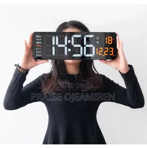 Large Screen Digital Wall Clock With Led Display and Remote Control