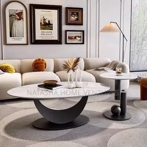 Oval Sintered Stone Coffee Table Side Table Set