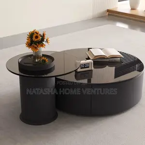 Round Nesting Coffee Table Set With Smoked Glass