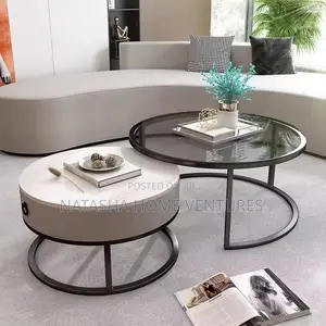 Round Nesting Coffee Table Set – Glass Stone