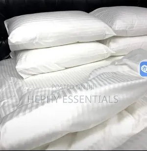 Plain White Strips Bedsheets and Pillowcase With Duvet Set 6x6