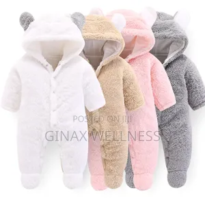 Hooded Fleece Baby Romper | Cozy Teddy Bear Baby Jumpsuit (0-12months)