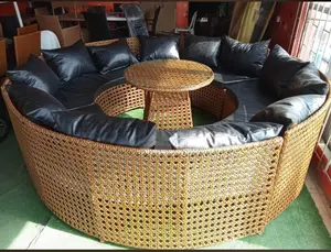 Circular Rattan Pit Sofa Set With Centre Table