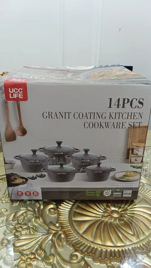 Ucc Life 14-Piece Granite Coating Kitchen Cookware Set