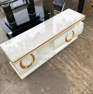 1.2 Meter White Gold Marble-Top Tv Stand