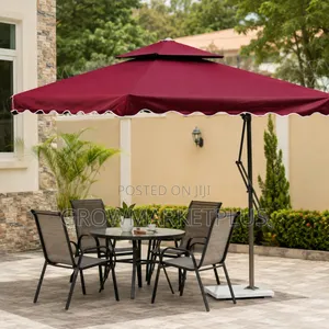 Luxury Outdoor Garden Canopy Umbrella – Burgundy