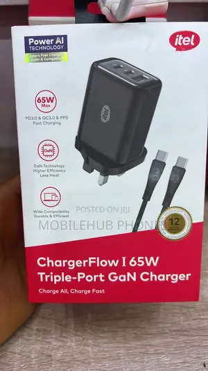 Itel Charger Flow | 65w Fast Charger| Triple Port Usb-C