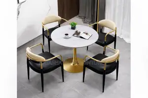 Round Marble-Top Dining Set (4 Seater)