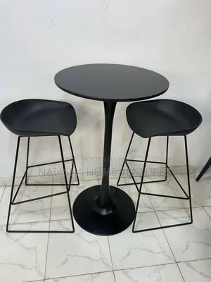 Bar Height Table Stool Set (Black, 2 Seater)