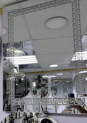 Illuminated Geometric Border Mirror