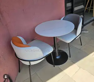 Round Café Table Boucle Armchair Set (2 Seater)