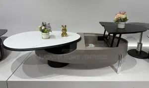 Multi-Level Rotating Marble Coffee Table With Storage