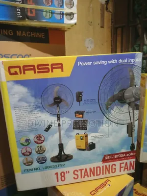 18" Qasa Ac Dc Solar Fan With 3 Blade, 1 Year Warranty.