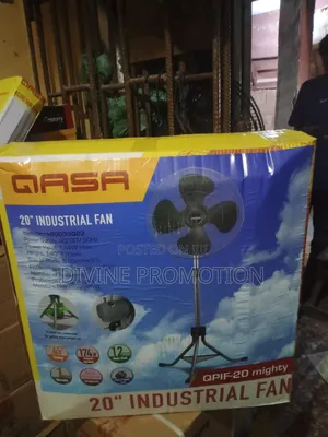 20" Qasa Industrial Standing Fan, Black Color With 1 Yr Warranty
