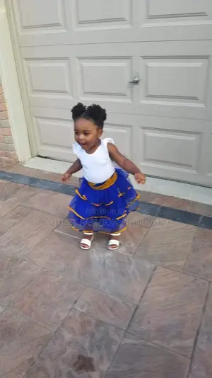 Yellow Bulb African Print Girls' Tiered Tulle Skirt