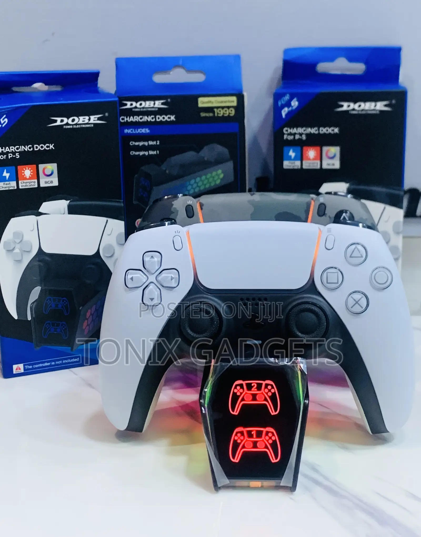 Dobe Ps5 Controller Charging Dock With Unique RGB Light
