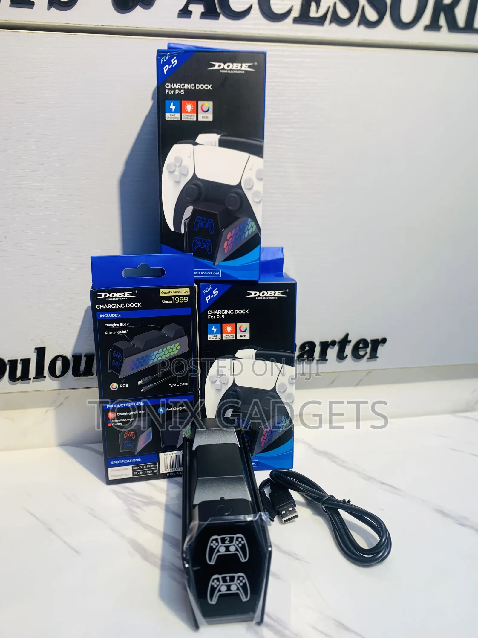 Dobe Ps5 Controller Charging Dock With Unique RGB Light