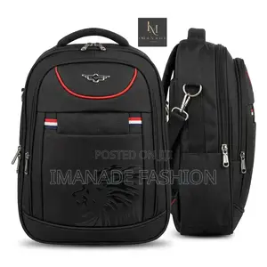 Lion Badge Backpack – Black Red (Medium)