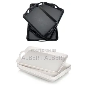 3 in 1 Plastic Serving Tray With Handle Black or White