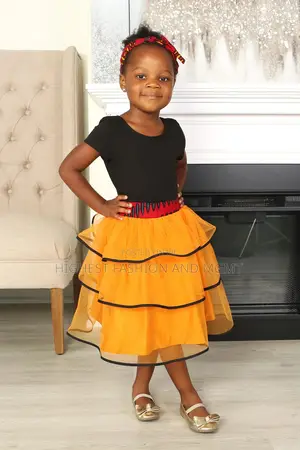 Yaya African Print Girls' Tiered Tulle Skirt
