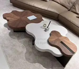 Modern Wooden Coffee Table, 72 Inch W/Come 3-Part