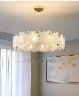 Modern Minimalist French Style Crystal Floral Glass Pendant Chandelier
