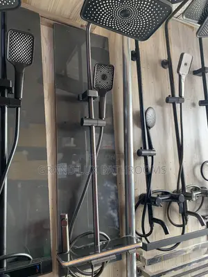 *Luxury Gray Thermostatic Rainfall Shower System With Handheld Shower