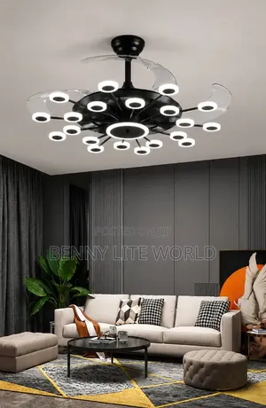 Led 24 Light Retractable Ceiling Fan Chandelier,