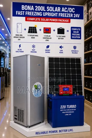 Bona 200l Solar Ac/Dc Upright Freezer With 450w Solar Panel, 20a Contr