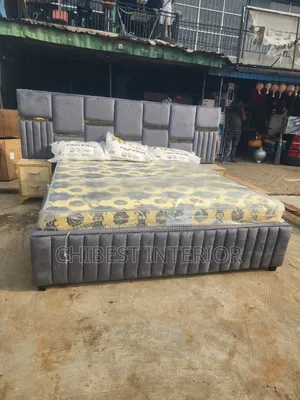 7by6 Upholstery Bed With Two Wooden Drawers