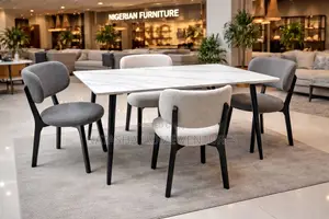 4 Seaters Dining Set – Sintered Stone / Ceramic Top Bouclé Chairs