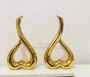 Gold Ceramic Heart-Shaped Sculpture