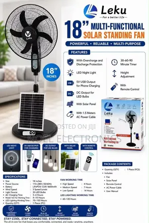 Leku Multifunctional 18 Inch Solar Fan