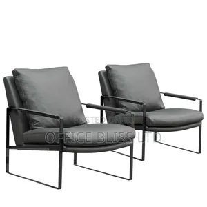 Luxury Leather Lounge Accent Chair (1 Set) Gray