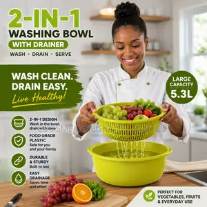 2-in-1 Washing Bowl With Drainer – 5.3l Vegetable Washer
