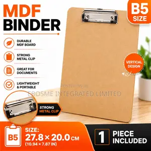 MDF Clipboard Binder B5 Size – Writing Board With Strong Metal Clip