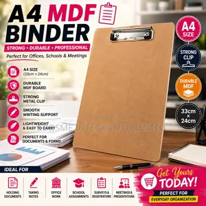 A4 MDF Clipboard Binder – Strong Wooden Writing Board With Metal Clip