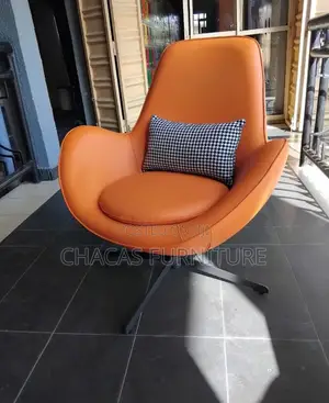 Luxury Swivel Egg Chair - Modern Orange Lounge Accent Armchair