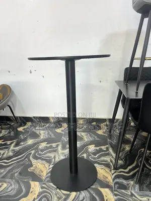 Modern Round Black Bar Table - High-Top Bistro Counter Desk