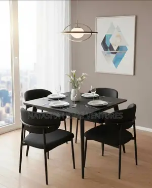 Black Dining Set (Table + 4 Seaters
