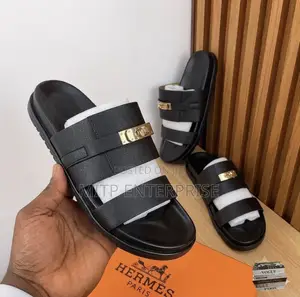 Hermes Premium Quality Leather Slides/Sandals for Men