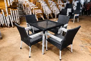 Black Rattan Outdoor Dining Set (4 Seaters)